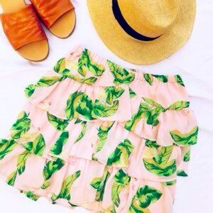Floral & Pink Flamingo Tiered Ruffle Skirt
